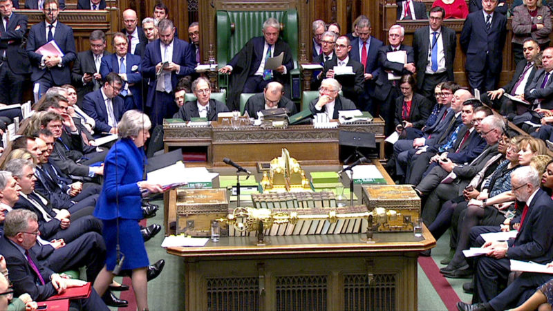 The House of Commons debating Theresa May