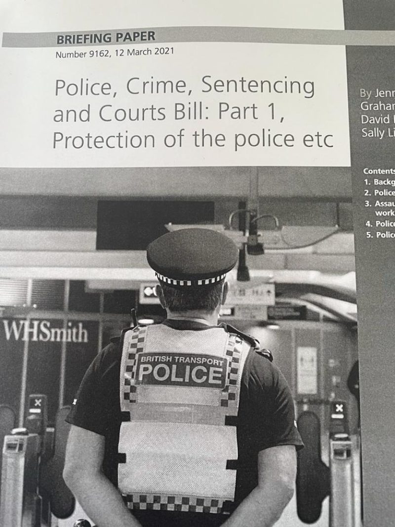 The Briefing Paper on the Police, Crime, Sentencing and Courts bill. 