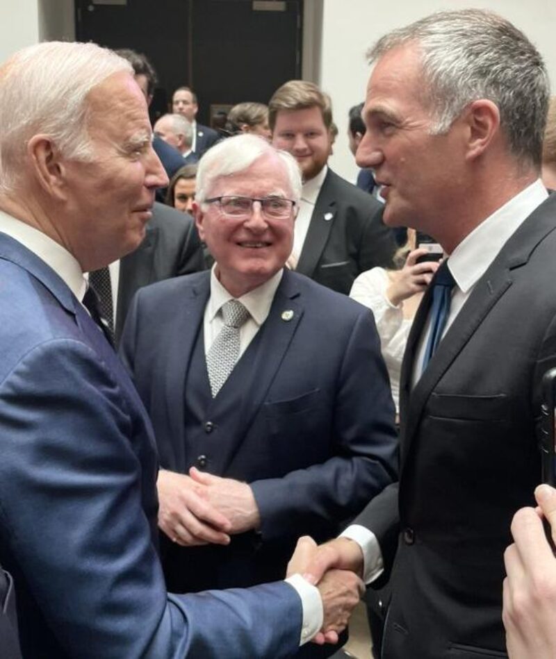 Peter greets President Biden
